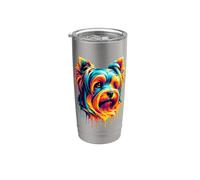 Dripping Paint Art Australian Silky Terrier Sydney Silky Bicchiere termico in acciaio inox doppia parete