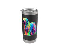 Dripping Paint Art Briard Briards Berger de Brie Dog Bicchiere termico in acciaio inox doppia parete