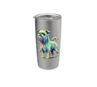 Dripping Paint Art Brussels Griffon Griffon Belge Bicchiere termico in acciaio inox doppia parete