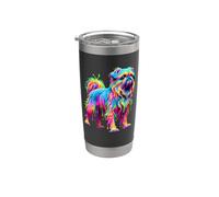 Dripping Paint Art Brussels Griffon Griffon Belge Bicchiere termico in acciaio inox doppia parete