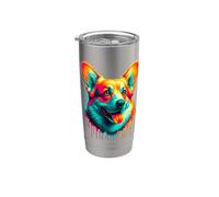 Dripping Paint Art Cardigan Welsh Corgi Corgis Bicchiere termico in acciaio inox doppia parete