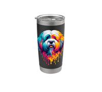 Dripping Paint Art Coton de Tulear Bicchiere termico in acciaio inox doppia parete