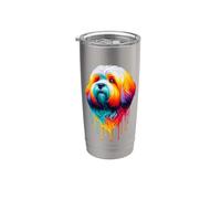 Dripping Paint Art Coton de Tulear Bicchiere termico in acciaio inox doppia parete