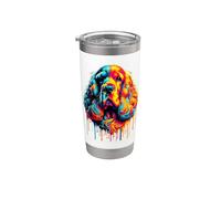 Dripping Paint Art English Cocker Spaniel Spaniels Bicchiere termico in acciaio inox doppia parete
