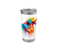 Dripping Paint Art Flat-Coated Retriever Bicchiere termico in acciaio inox doppia parete
