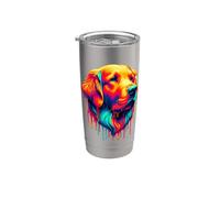 Dripping Paint Art Flat-Coated Retriever Bicchiere termico in acciaio inox doppia parete