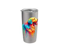 Dripping Paint Art Flat-Coated Retriever Bicchiere termico in acciaio inox doppia parete
