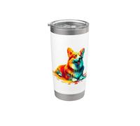Dripping Paint Art Pembroke Welsh Corgi Corgis Bicchiere termico in acciaio inox doppia parete