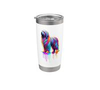 Dripping Paint Art Polish Lowland Sheepdog Bicchiere termico in acciaio inox doppia parete
