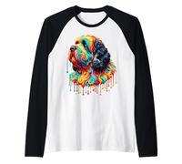 Dripping Paint Art Portuguese Water Dog Portie Maglia con Maniche Raglan