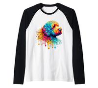 Dripping Paint Art Portuguese Water Dog Portie Maglia con Maniche Raglan