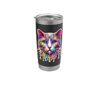 Dripping Paint Pop Art Gatto Gatti Bicchiere termico in acciaio inox doppia parete