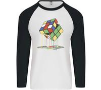 Dripping Rubik Cube Funny Puzzle Uomo L/S Baseball T-Shirt