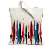 Drips Canvas Tote Bag per donne, linee artistiche moderne con schizzi N/a rosso lavabile riutilizzabile mercato tote per shopping brunch P, Rosso, 13x15 Inch