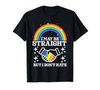 Dritto ma Non odiare Ally Pride Rainbow Queer Gay CSD LGBT Maglietta