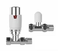 Dritto Termostatico Valvole Radiatore Cromato Bianco 15mm Pacco Drayton TRV4 A