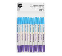 Dritz Dual Purpose B-Gone & Disappearing Ink 12 pc Marking Pens Blue/Purple Count