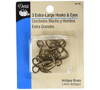 Dritz Hooks & Eyes, 3 Sets Ganci Occhi, Ottone Anticato, Extra-Large Hook & Eye Closures, 3 unità