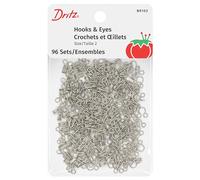 Dritz Hooks & Eyes, Size 2, 96 Sets, Silver