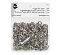 Dritz Snap 2 anelli aperti lati misura 16 nichel include bottoni automatici e chiusure per utensili, 7/16", 60 set