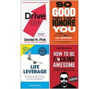 Drive Daniel Pink, So Good They Cant Ignore You, Life Leverage, How To Be Fcking Awesome 4 Books Collection Set
