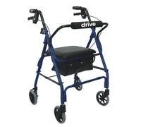 Drive Medical Lever Brake 4 Wheel Aluminum Rollator with Various Seating Options, Blue by Drive Medical