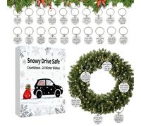 Drive Safe Keychain Advent Christmas Calendar - 24 Days Car Key Chains, Keyring Countdown Set, Holiday Safety Surprise for Dad Husband Drivers Commuters, Christmas Accessory, 10.24x7.09x1.18 Inches