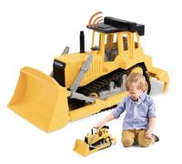 Driven by Battat - Bulldozer Giallo Midrange - Veicolo bulldozer giocattolo per bambini e ragazzi - Mini camion giocattolo per la sabbiera - Parti mobili e suoni realistici - 3 anni +