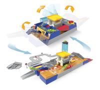 DRIVEN by Battat - Pista Pocket 2 in 1 (80 pezzi) - Playset Auto Shop e pista da corsa - Playset pieghevole con binari e macchinine - 3 anni +