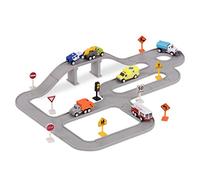DRIVEN by Battat playset città Sicuro e pulito con 6 veicoli | Set da 57 con 6 veicoli, 42 binari collegabili e 9 segnali stradali per costruire una città giocattolo, 3+ anni