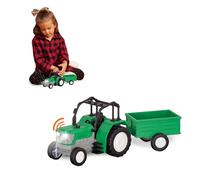 Driven by Battat - Trattore, 8 pollici - Piccolo trattore e rimorchio giocattolo - Veicolo agricolo giocattolo per bambini - Luci e suoni - Parti mobili - 3 anni +