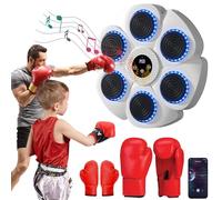 DriveNova Macchina da Boxe Musicale, Box Musicale Pugile con Bluetooth e Guanti da Boxe, 9 modalità 18 velocità LED Music Boxing Machine Boxe Elettronico da Parete per Adulti e Bambini (Bianco)