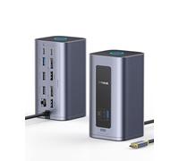 [Driver Displaylink Richiesto] Baseus Docking Station USB-C, Nomos Air Mac 12 in 1, 2 Monitor, 2K HDMI o DP, porte USB 10 Gbps, 100W PD, Ethernet, Compatibile con macOS (senza alimentatore)