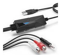 DriverGenius AudioXfer USB Dispositivo Di Cattura Audio - Registra Da Cassette, Vinili, MD E Altro Tramite 3,5mm/RCA Per Appassionati Di Musica & Podcaster | Compatibile Con PC, Mac & Linux (AV202-B)