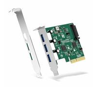 DriverGenius Turbo-X | Scheda di Espansione PCIe USB-A Low-Profile per PC SFF e Server, 3 Porte USB 3.2 Gen 2 (10gbps), PCIe x4 con Alimentazione SATA, ASM3142【Staffa Low-Profile e Full-Height】