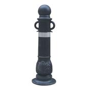 Driveway Safety Bollards with Rubber Base (2-Pack), Reflective Flexible Traffic Posts for Parking Lots, Garages and Pedestrian Areas(Black)