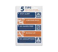 Driving Safety Awareness Poster - Educational Tips for Road Rules and Home Office Workplace Decor(Framed,12x18inch(30x45cm))