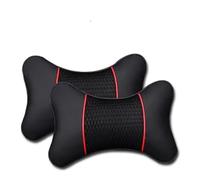 Driving Seat Headrest Car Pillow 2 pezzi in pelle PU lavorata a maglia cuscini per auto poggiatesta poggiatesta cuscino supporto sedile accessori auto(Black Red)