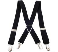 Drivstraw Bretelle regolabili unisex con 4 clip resistenti, bretelle elastiche incrociate sulla schiena, per uomini e donne, motivo jacquard al computer, larghezza 2,5 cm (nero)
