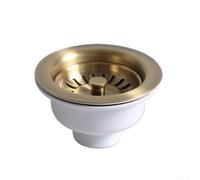 Drivstraw Cestello scolapiatti per lavello da cucina, con diametro di lancio di 114 mm, per foro da 83-90 mm, accessorio di scarico in acciaio inox placcato in rame PVD, oro e bianco