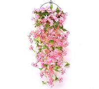 Drivstraw Fiori di vite artificiali da appendere, 100 cm, fiori di gelsomino finto e gloria mattutina, ghirlanda per interni ed esterni, decorazione per feste di nozze (gelsomino invernale rosa)