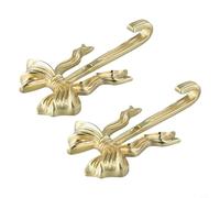 Drivstraw Gancio appendiabiti da parete in ottone con fiocco dorato, per asciugamani, borse e cappelli, gancio decorativo per borsa per camera da letto, bagno, soggiorno, design vintage con nastro o