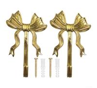 Drivstraw Gancio appendiabiti da parete in ottone con fiocco dorato, per asciugamani, borse e cappelli, gancio decorativo per borsa per camera da letto, bagno, soggiorno, design vintage con nastro o