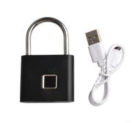 Drivstraw Lucchetto con impronte digitali per porte di armadi e dormitori, corpo in lega di zinco con arco in acciaio inossidabile 304, ricarica USB, sensore touch a semiconduttore,