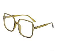 Drivstraw Occhiali da donna con montatura quadrata retrò, occhiali leggeri in policarbonato per viso rotondo, lenti trasparenti, montatura ottica alla moda, stile letterario cinese classico, nero