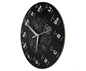 Drivstraw Orologio da parete da tavolo periodico, design creativo con formula matematica per gli appassionati di scienze, decorazione educativa per aule, casa, ufficio, orologio rotondo silenzioso in