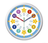 Drivstraw Orologio da parete silenzioso per bambini con design, 25,4 o 30,5 cm, in plastica, orologio educativo per la casa e lo studio, nessun disturbo del rumore per camere da letto (25,4 cm)