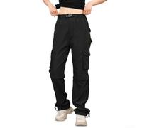 Drivstraw Pantaloni cargo retrò da uomo, staccabili, 2 in 1, gamba dritta, ad asciugatura rapida, per sport all'aria aperta, pesca, viaggi, con tasche, per campeggio estivo (L nero)