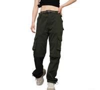 Drivstraw Pantaloni cargo retrò da uomo, staccabili, 2 in 1, gamba dritta, ad asciugatura rapida, per sport all'aperto, pesca, viaggi, con tasche, per campeggio estivo (M verde)