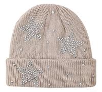 Drivstraw per Berretto in Acrilico Alto con Stelle Strass Caldo Unisex | Acrilico per premium, morbido e caldo, ideale per inverni rigidi e giornate ventose